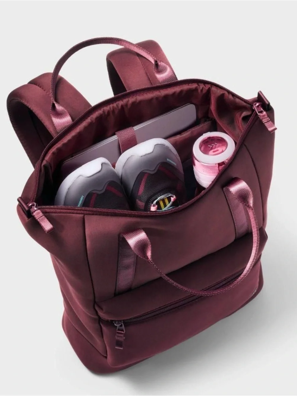 all in motion neoprene backpack tote - wine